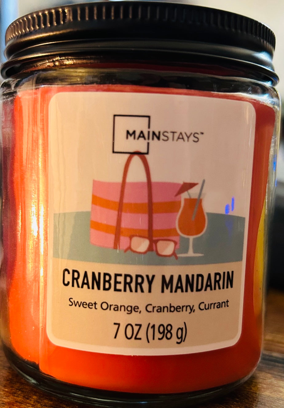 Mainstays Scented Candle Twist Lid, cranberry-Mandarin 7 oz. Single Wick