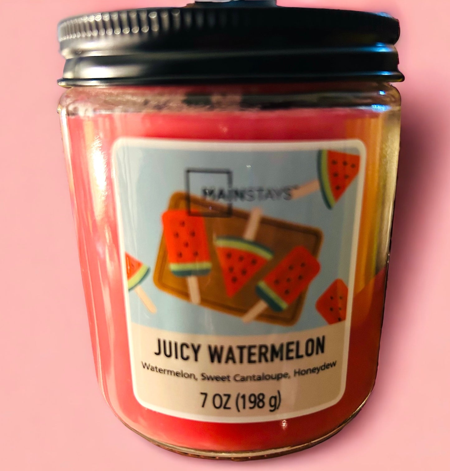 Mainstays Scented Candle Twist Lid, Juicy Watermelon, 7 oz. Single Wick
