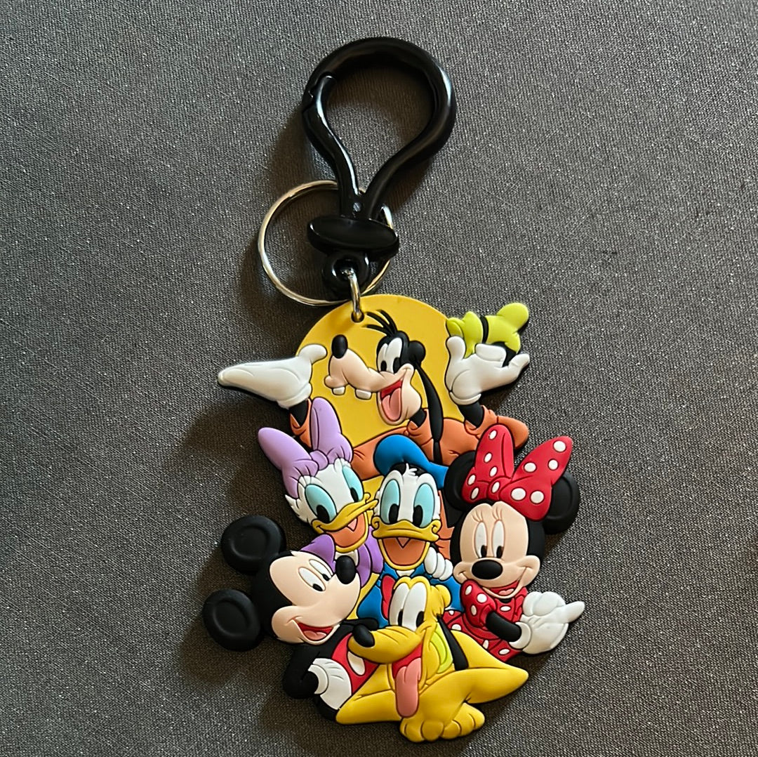 Disney World 6 Character 2D Key Chain Bag Clip NEW 3"