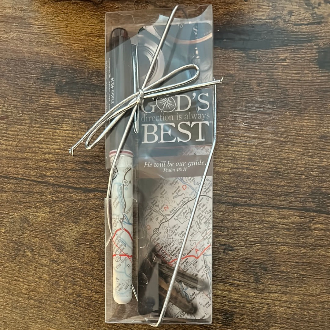 Gift Set-Pen & God's Direction Is Always Best Bookmark (Psalm 48:14)